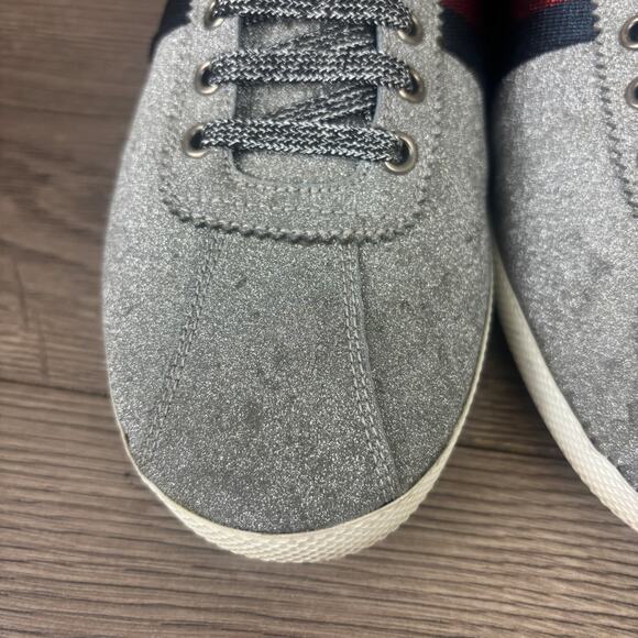 GUCCI 414684 Bambi Web Glitter Stud Silver Sneakers Men's 11.5 Low Top Shoes - Picture 10 of 16